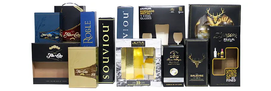 Folding cartons for premium liquor packaging
